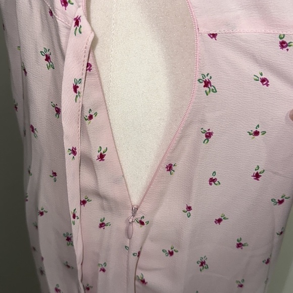 Hanna Andersson Maxi Dress Womens Large Floral Pink Short Sleeve Rayon USA Vtg - Picture 8 of 10